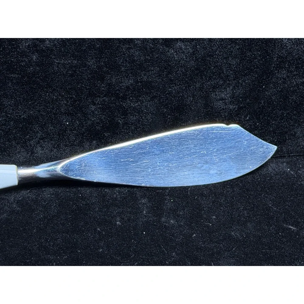 Vintage Mode Danish Butter Knife: Sheffield England, Stainless Steel, Pink Rose